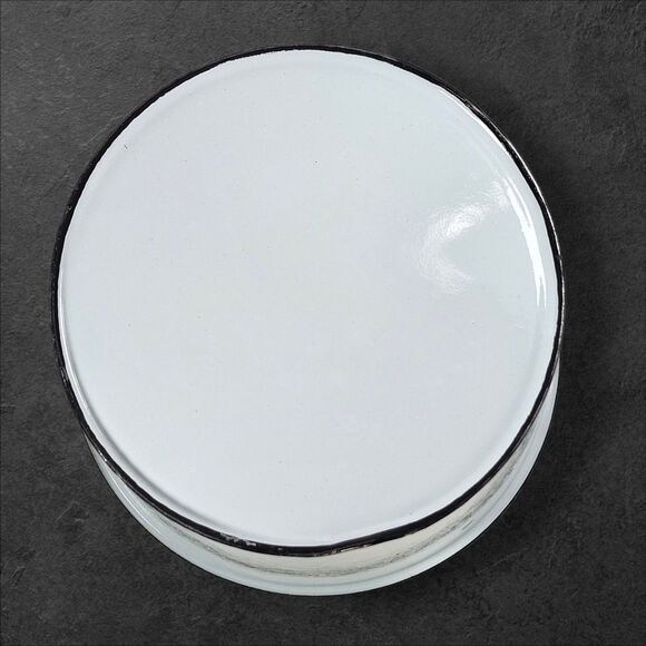 Vintage Enamel “Glace 33 Grand Hotel” Ice Bucket White Black Rim Barware - Picture 8 of 10